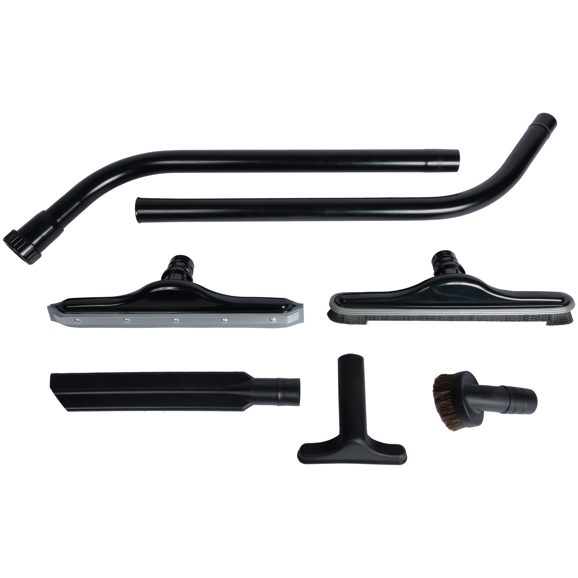 1.5 Inch Wet-Dry Commercial Vacuum Attachments, 2-Piece S-Wand, Floor Brush, Carpet, and Squeegee